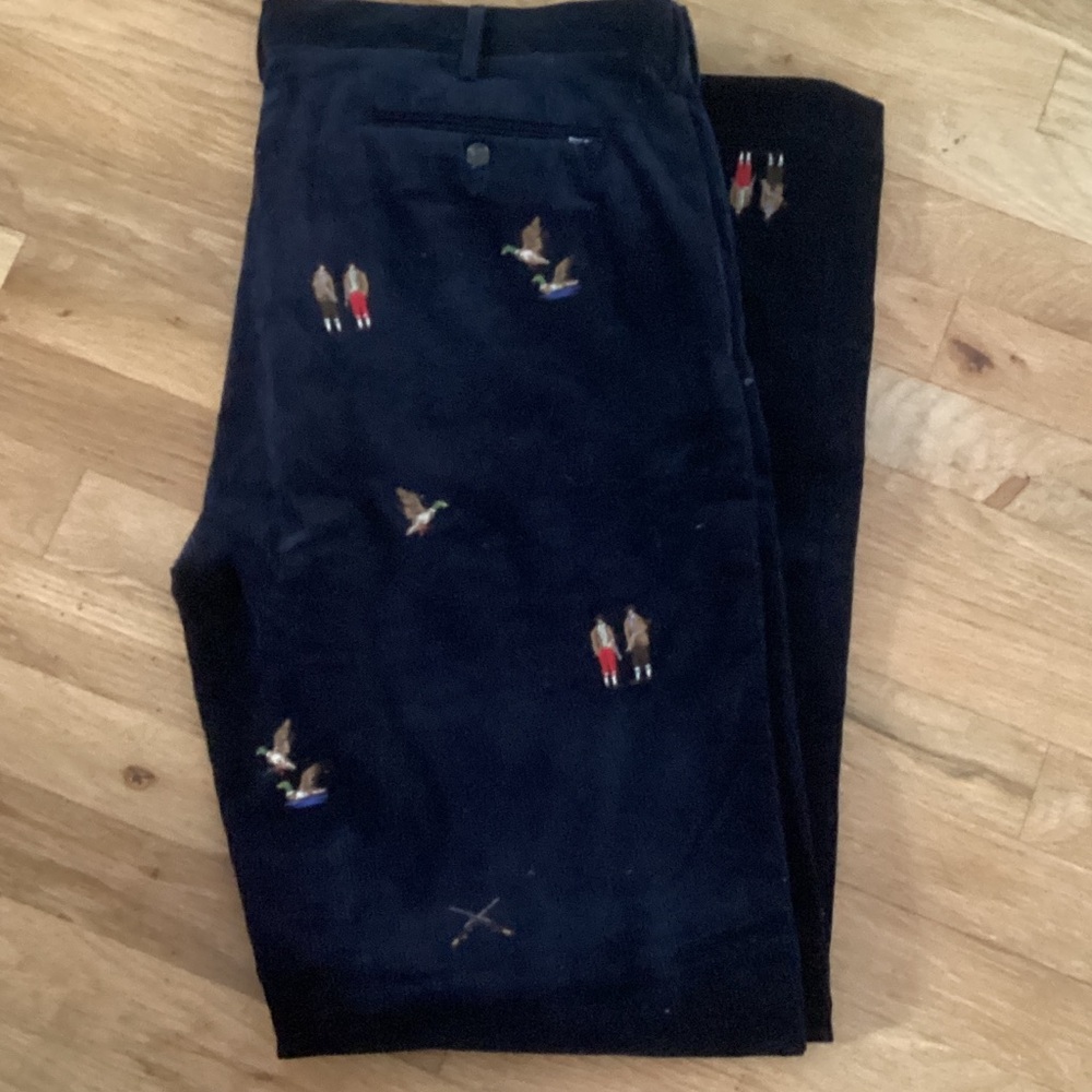 Polo by Ralph Lauren Navy Embroidered Corduroy Pants.  Size 36